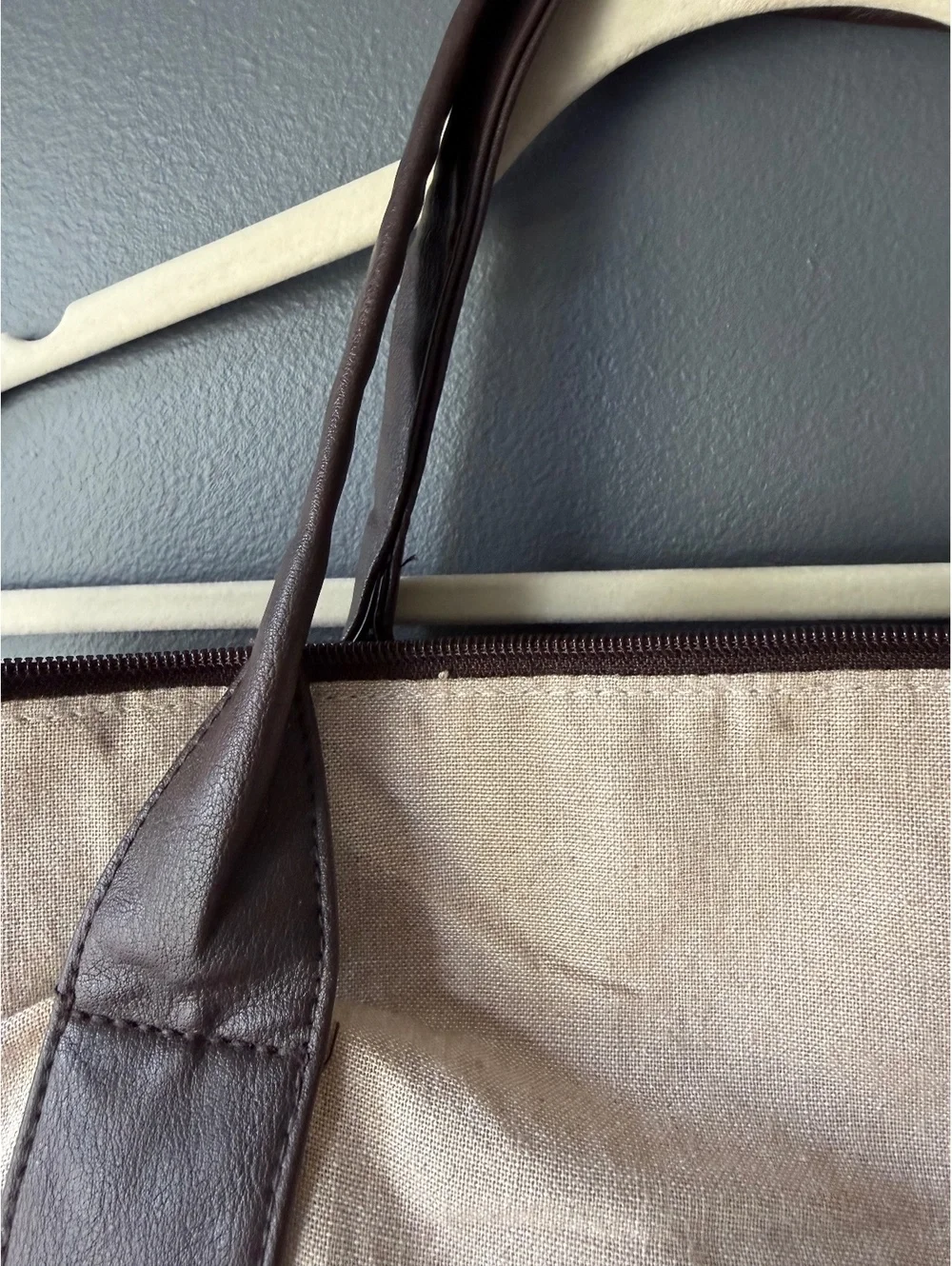 John Varvatos Large Canvas and Leather Tote Bag